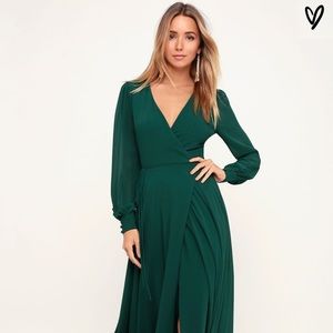 Lulus Emerald Green Wrap Dress